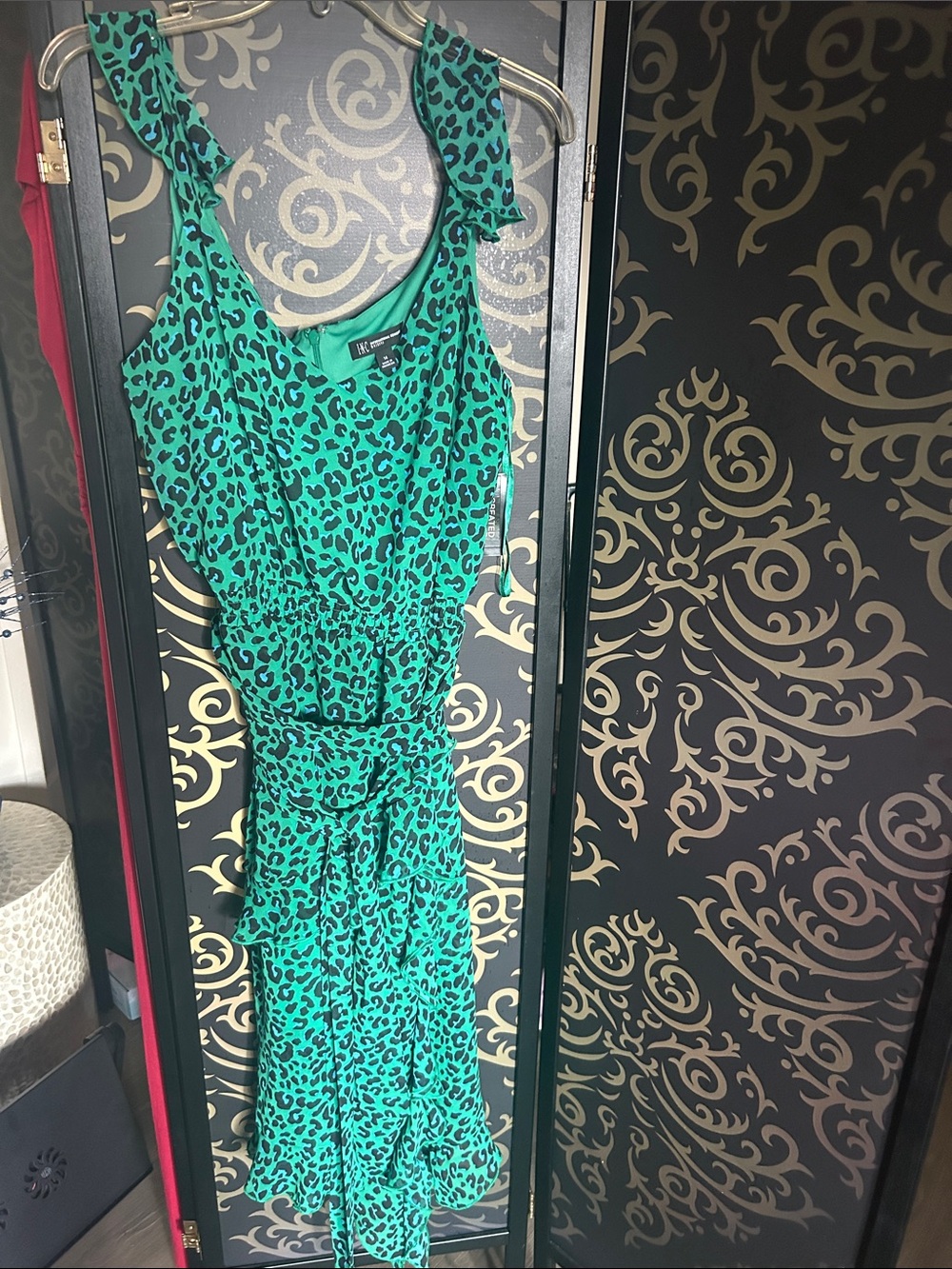 INC International Concepts Teal Leopard Midi Dress